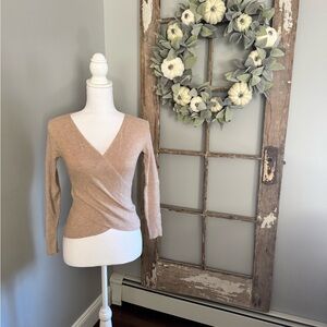 Elegant Tan Wrap Sweater